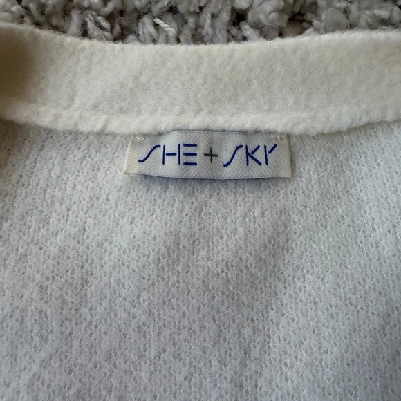 She + Sky Cream soft Cardigan with shiny beautiful Bow Accents - Picture 7 of 7